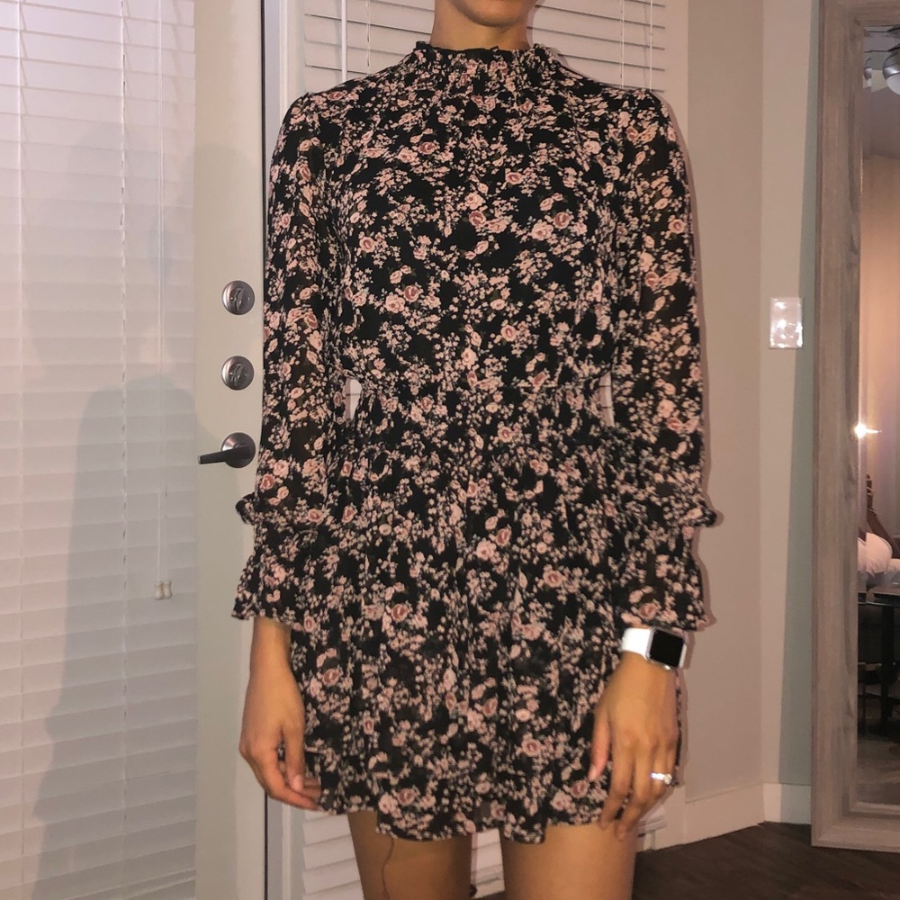 **NWT** High Neck Floral Print Smock Dress